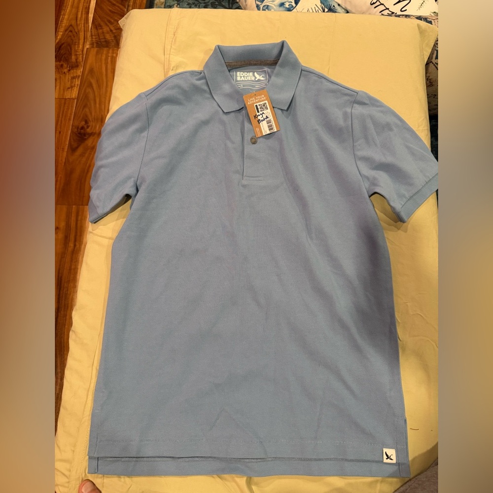 NWT Eddie Bauer Men’s Polo Shirt‎ Light Blue Short Sleeve Size S